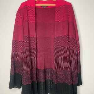 Ming Wang Red and Black Cardigan Throw Over Women's 2X